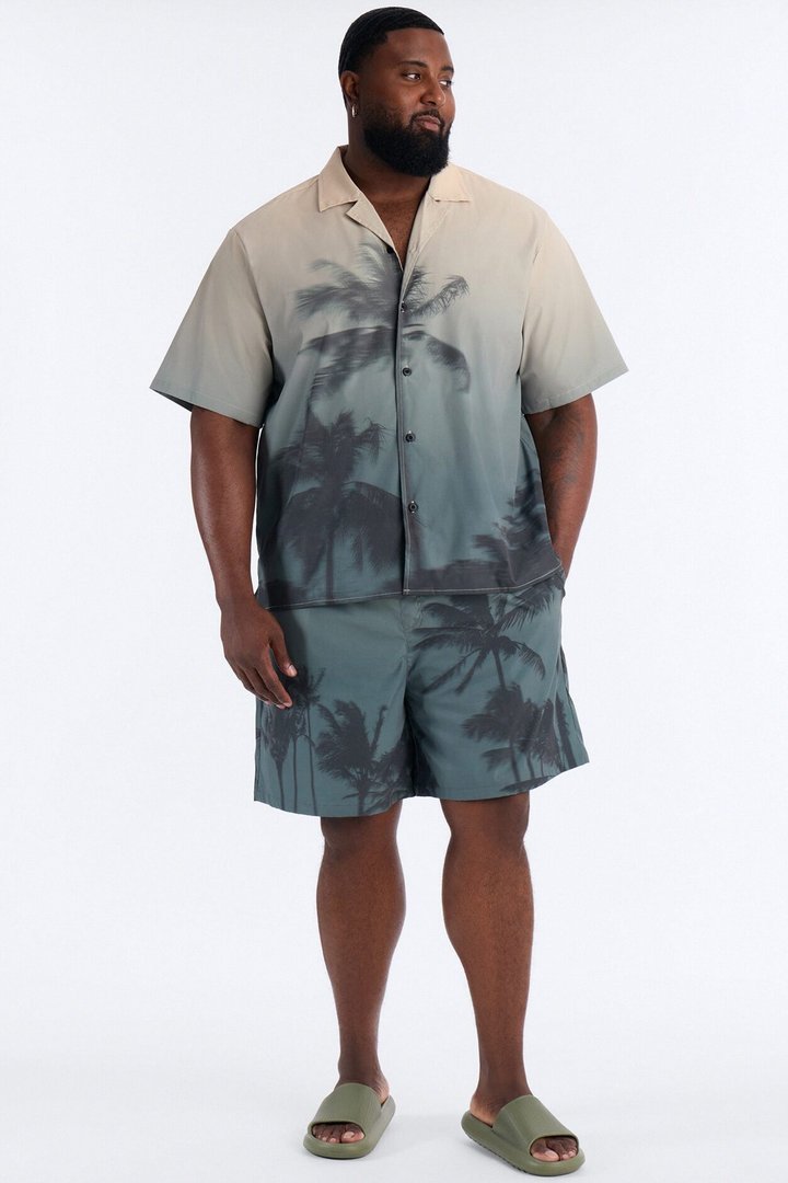 Relaxed Moab Breeze Cuban Collar Button Up Shirt - Taupe