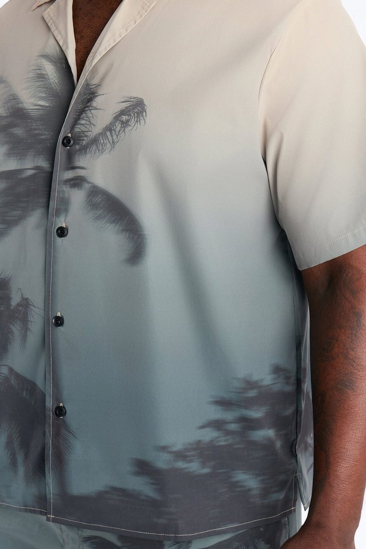 Relaxed Moab Breeze Cuban Collar Button Up Shirt - Taupe