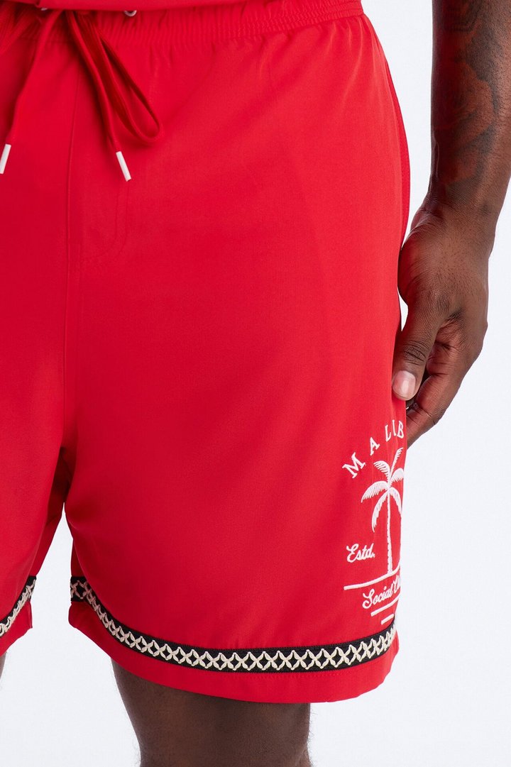 Malibu Social Club Swim Trunk 7″ - Red