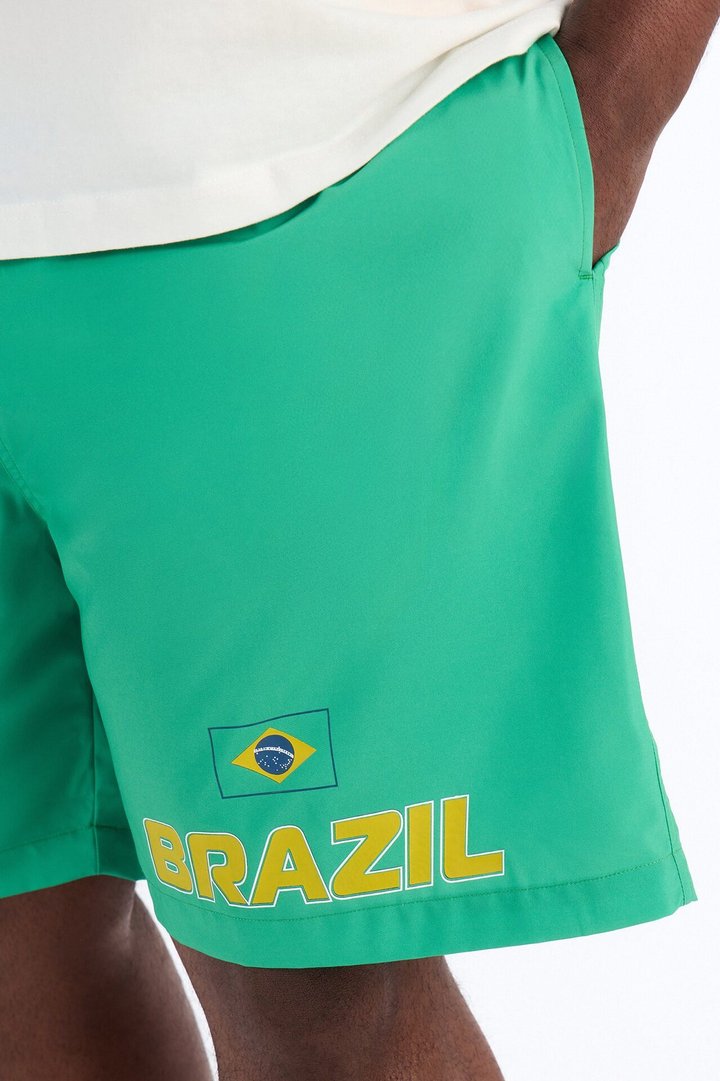 Brazil International Printed Swim Trunk 7″ - Green