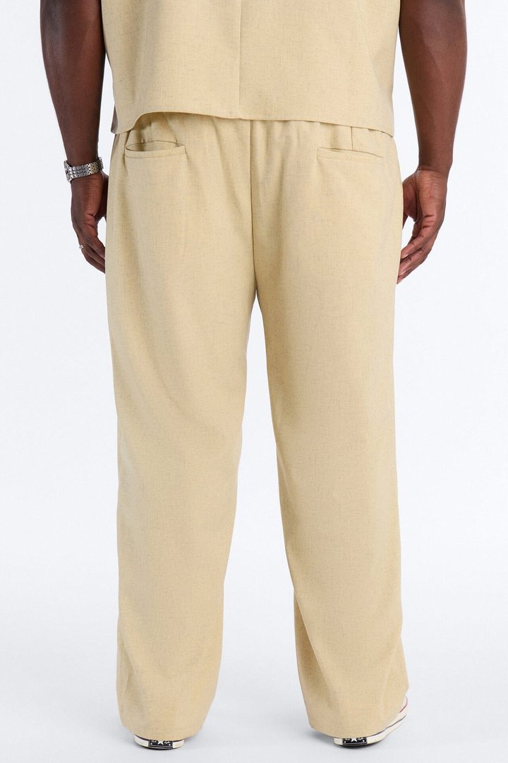 Maison Tailored Textured Straight Pant - Stone