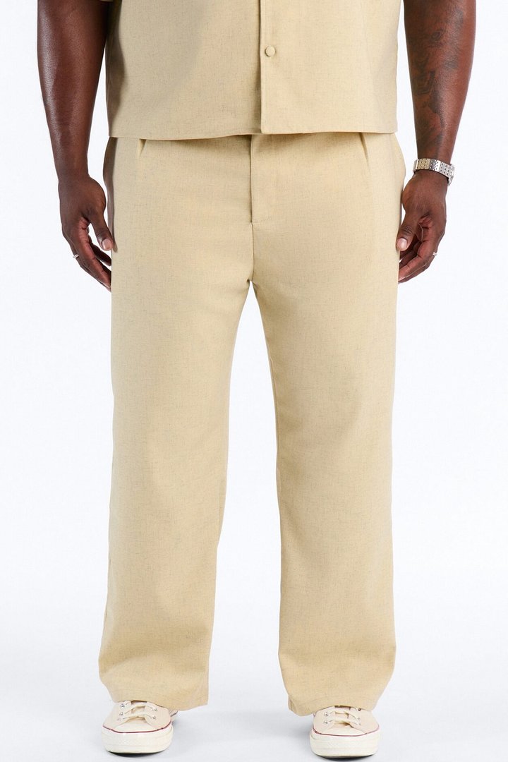 Maison Tailored Textured Straight Pant - Stone