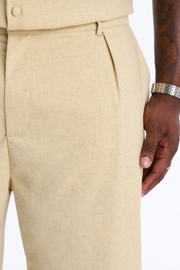 Maison Tailored Textured Straight Pant - Stone