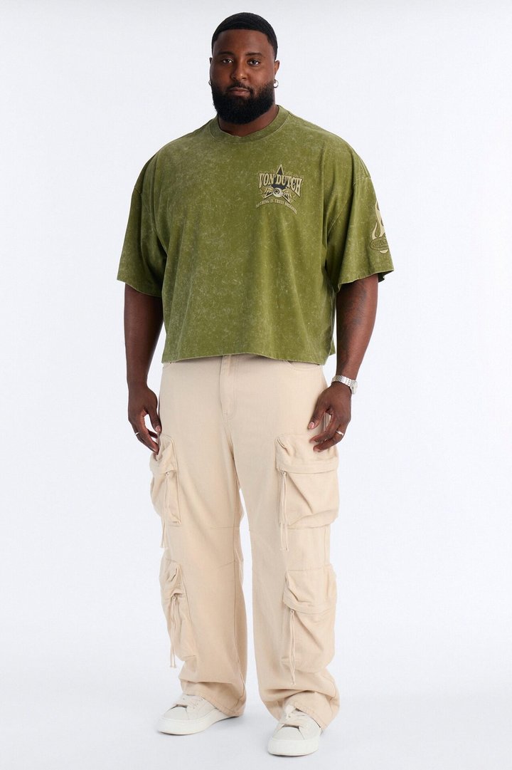 Von Dutch Originals Vintage Heavy Weight Boxy Short Sleeve Tee - Olive