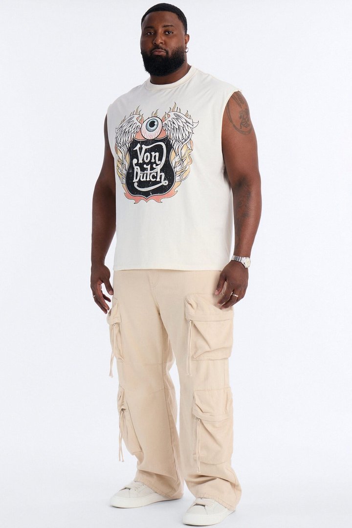 Von Dutch Motor Heavy Weight Muscle Tee - Cream