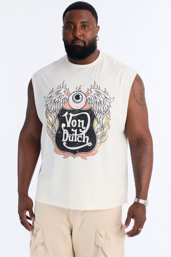Von Dutch Motor Heavy Weight Muscle Tee - Cream