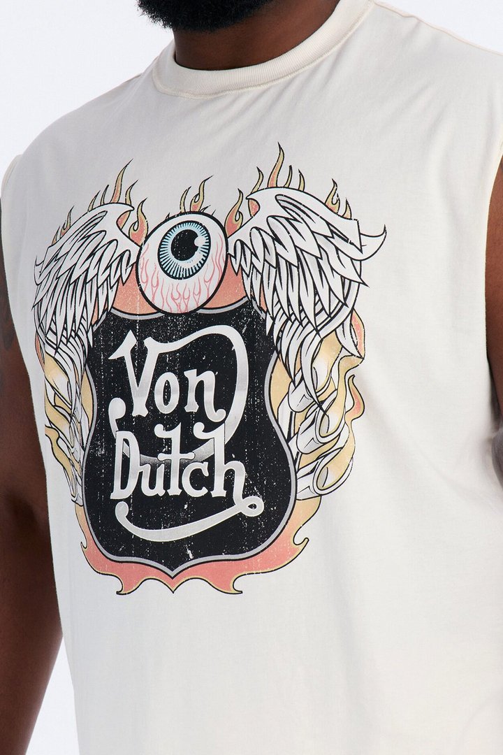 Von Dutch Motor Heavy Weight Muscle Tee - Cream