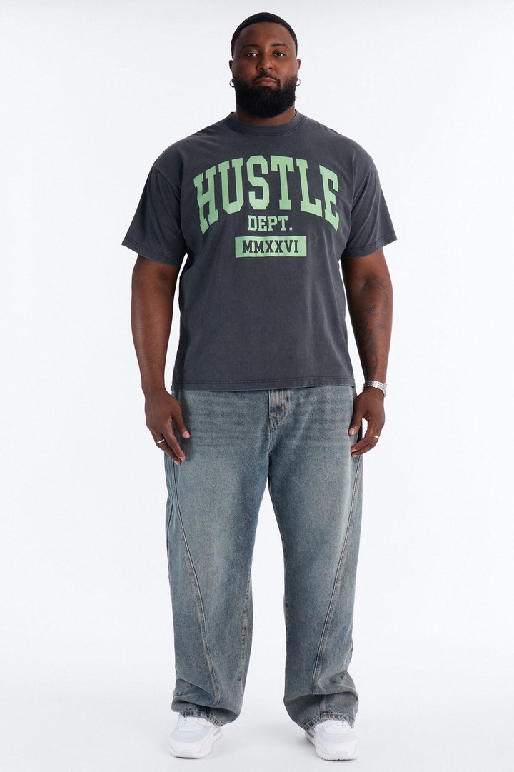 Hustle Dept Oversized Heavy Weight Short Sleeve Tee - Black