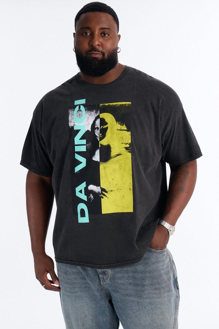 Leonardo Da Vinci Mona Lisa Vintage Short Sleeve Tee - Black