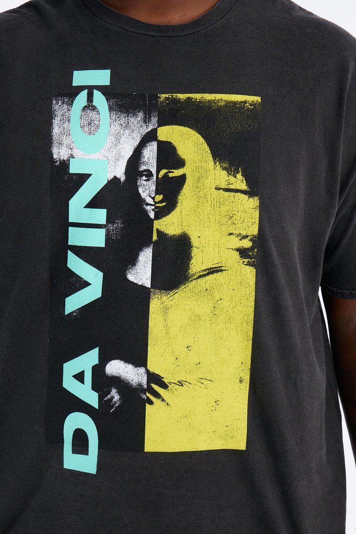 Leonardo Da Vinci Mona Lisa Vintage Short Sleeve Tee - Black