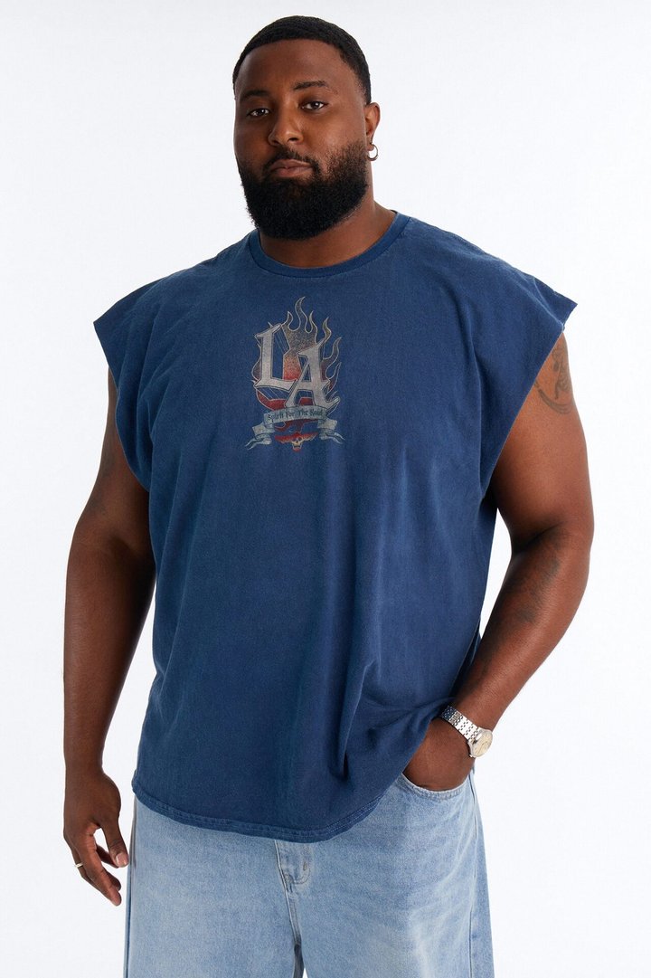 Spirit For The Road Vintage Muscle Tank Shirt - Navy