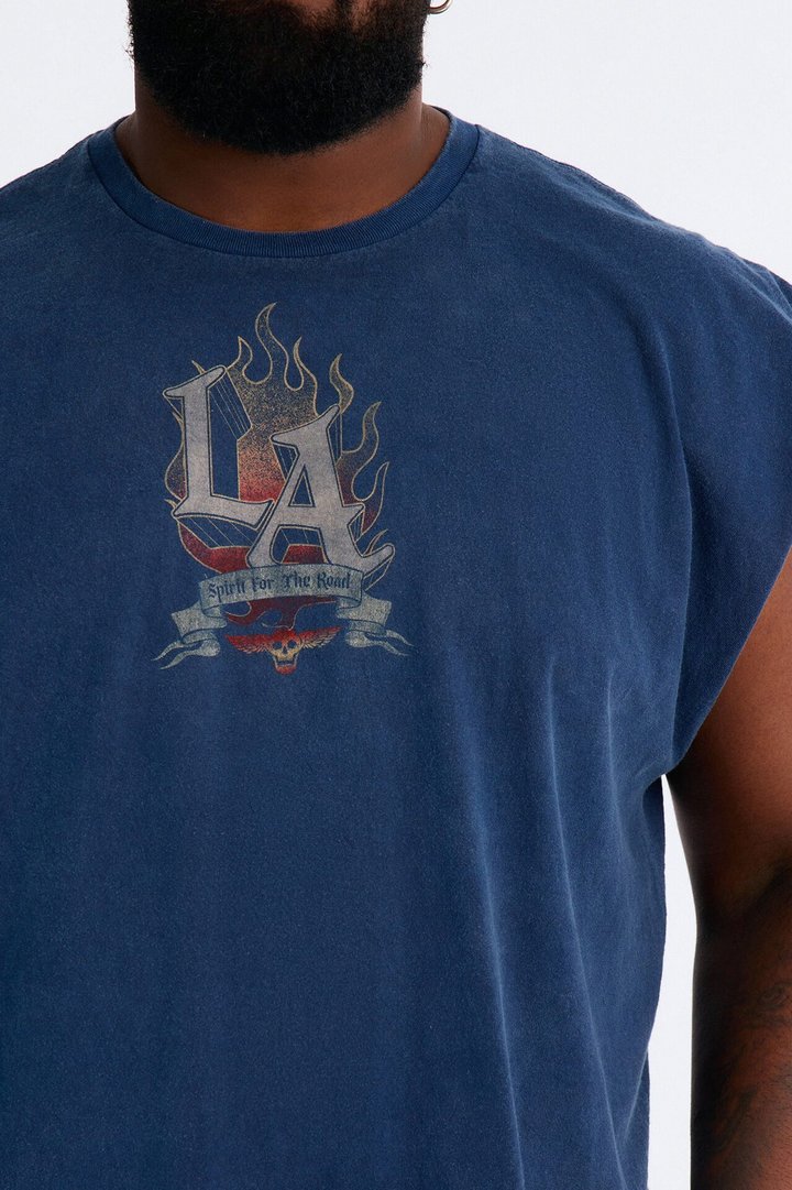 Spirit For The Road Vintage Muscle Tank Shirt - Navy