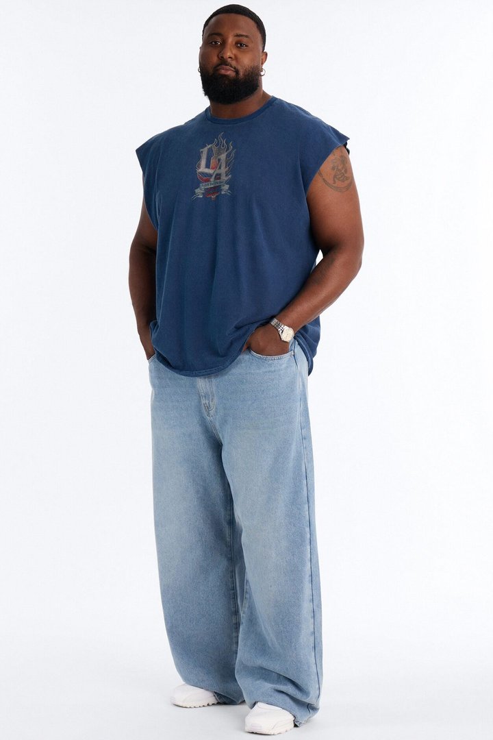Spirit For The Road Vintage Muscle Tank Shirt - Navy