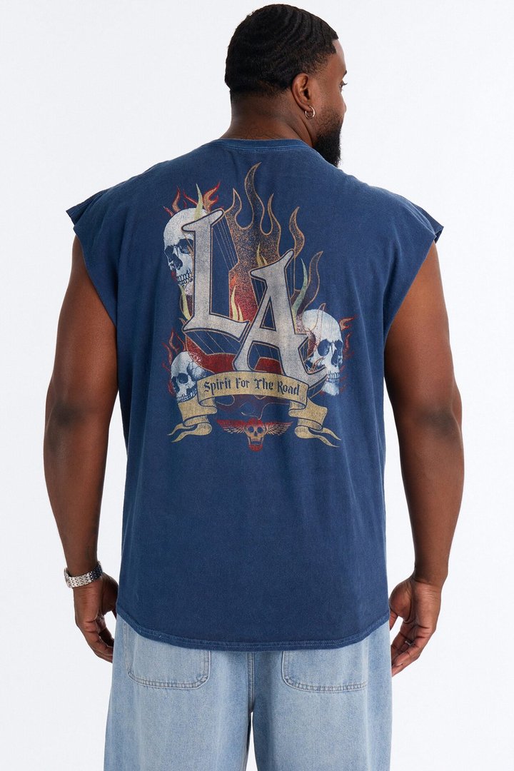 Spirit For The Road Vintage Muscle Tank Shirt - Navy