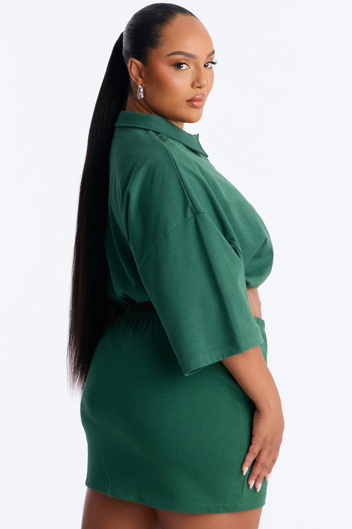 Bella French Terry Mini Skirt Set - Hunter
