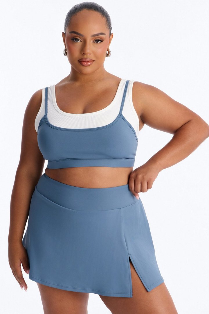 Lola Active Layered Sports Bra Skirt Set - Slate Blue