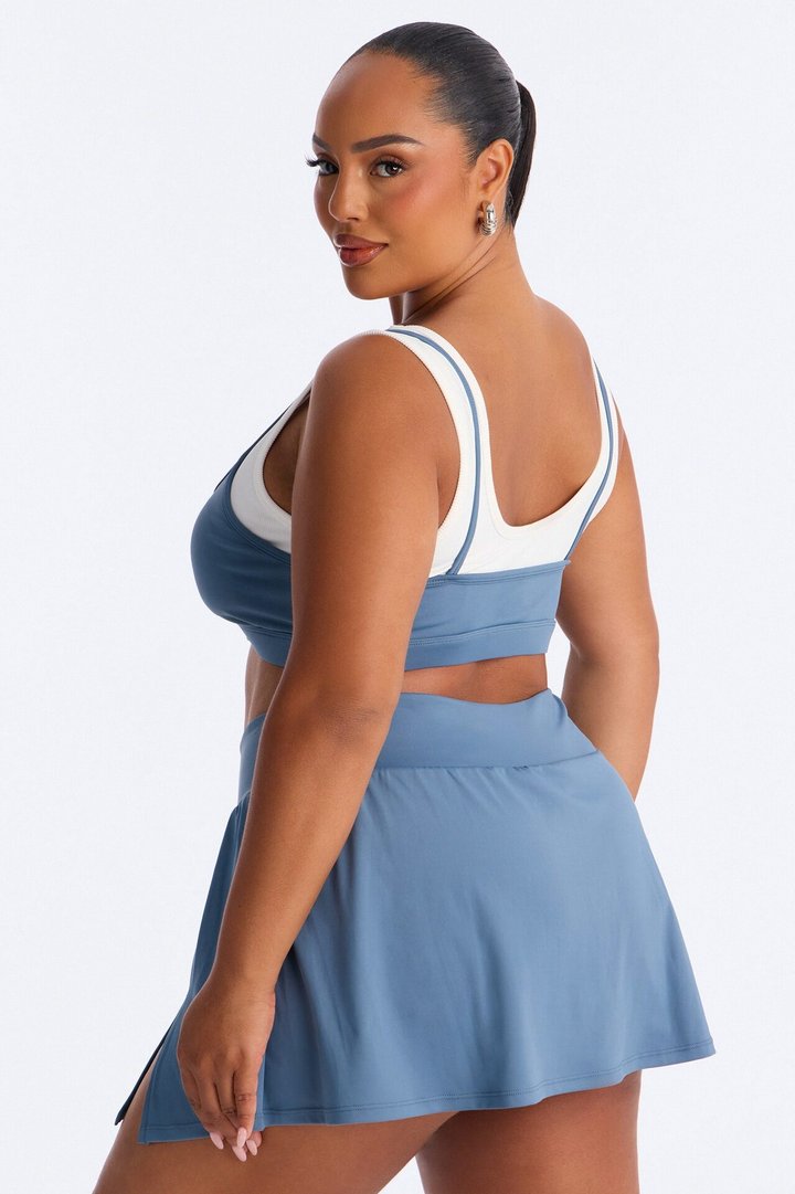 Lola Active Layered Sports Bra Skirt Set - Slate Blue