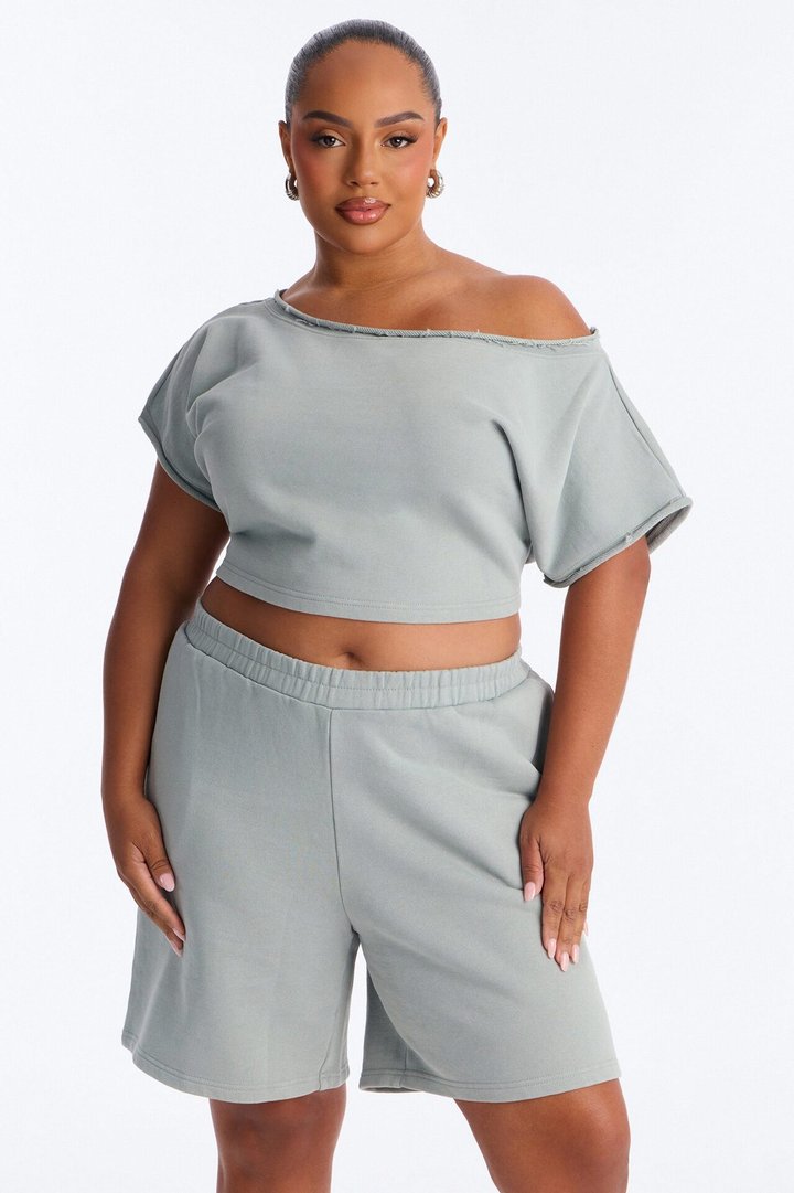 Shia Off Shoulder Short Set - Sage