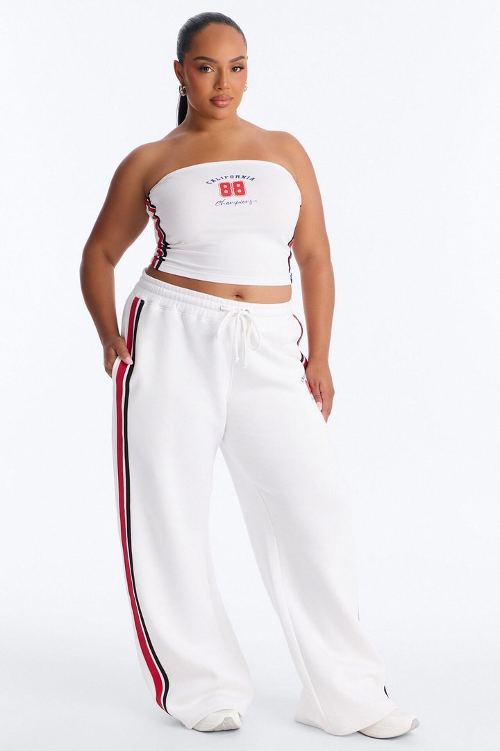Cali 88' Strapless Fleece Pant Set - White/combo