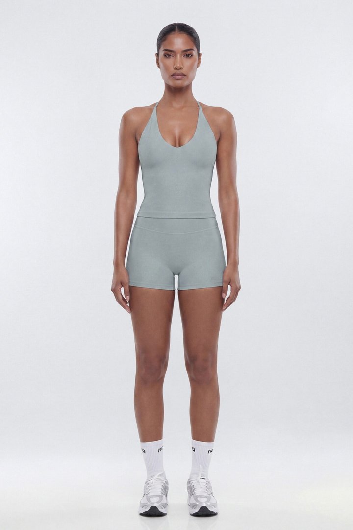 AirSculpt™ V-Neck Strappy Sports Top - Steel