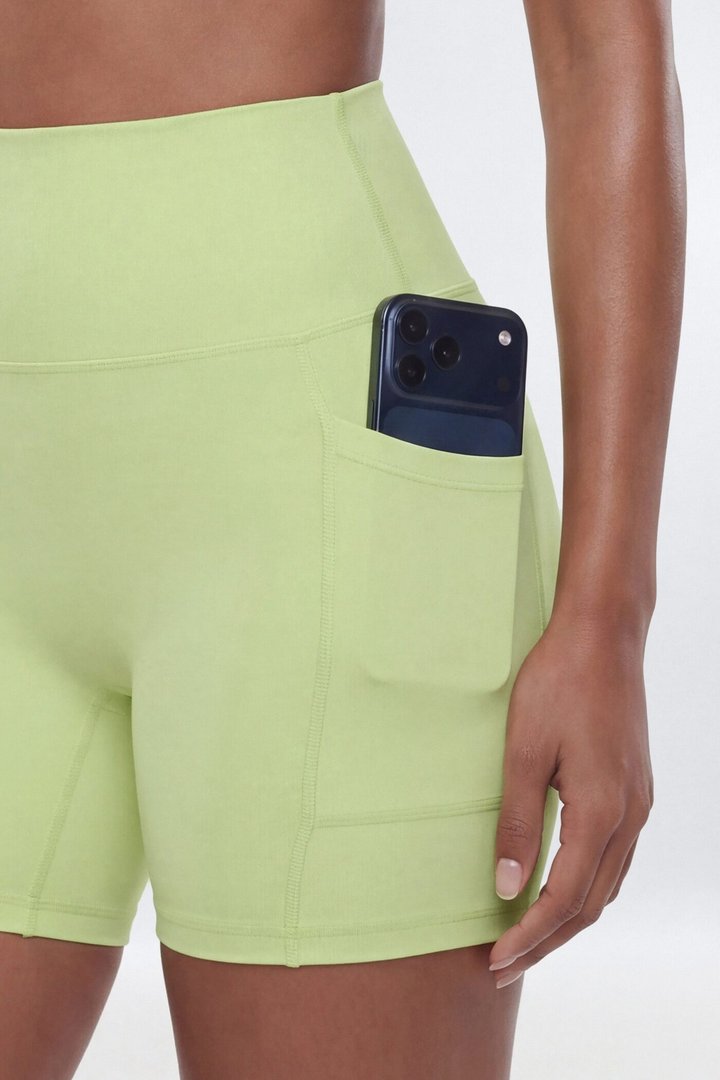 CloudForm™ High Waist 5″ Side Pocket Biker Short - Pistachio