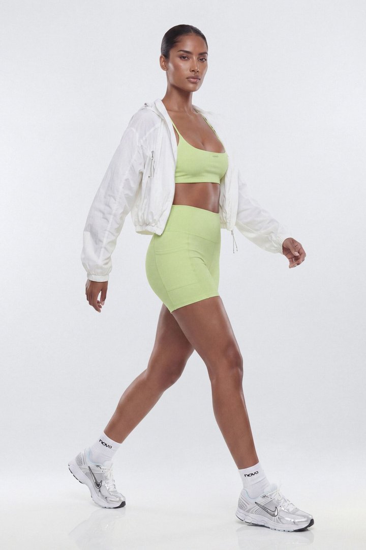 CloudForm™ High Waist 5″ Side Pocket Biker Short - Pistachio
