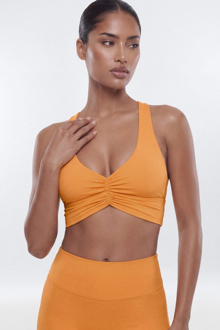 CloudForm™ Ruched Sports Bra - Tangerine
