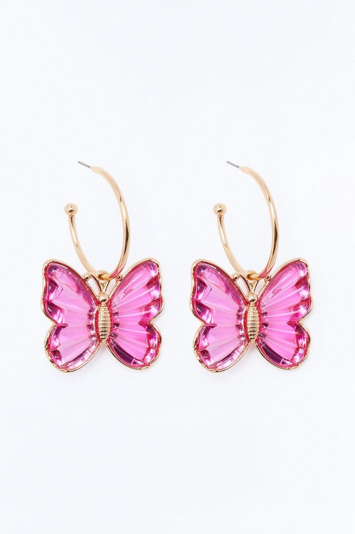 Bright Wings Butterfly Earrings - Pink