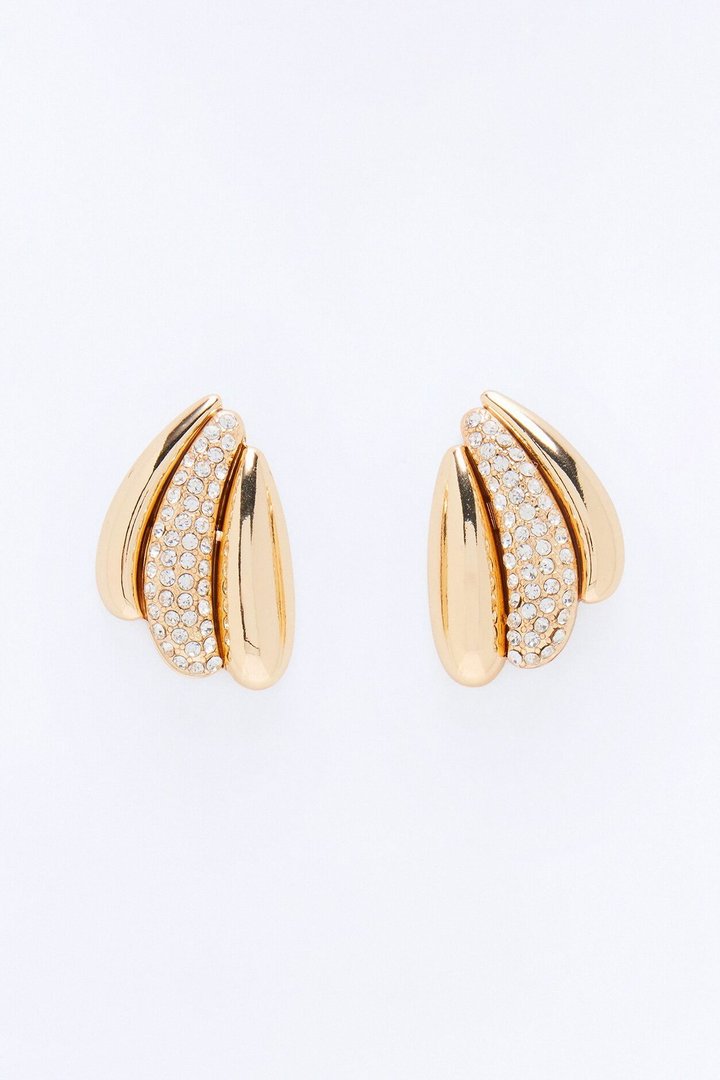Dazzle Rhinestone Earrings - Gold