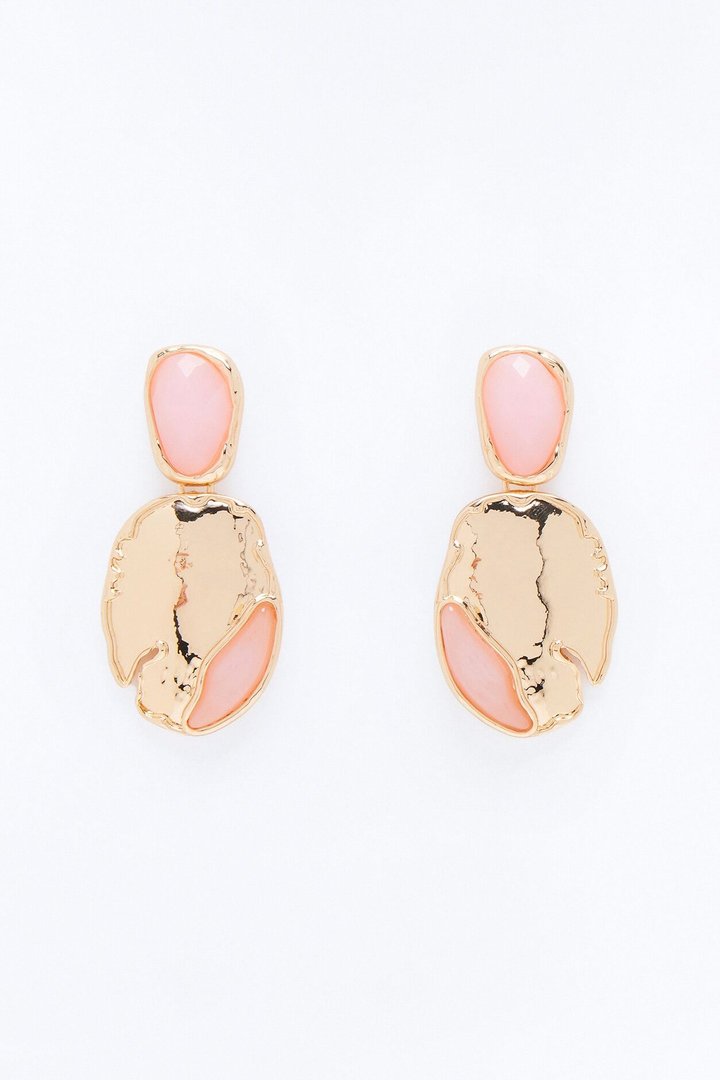 Take Me With You Jeweled Drop Earrings - Gold/Pink