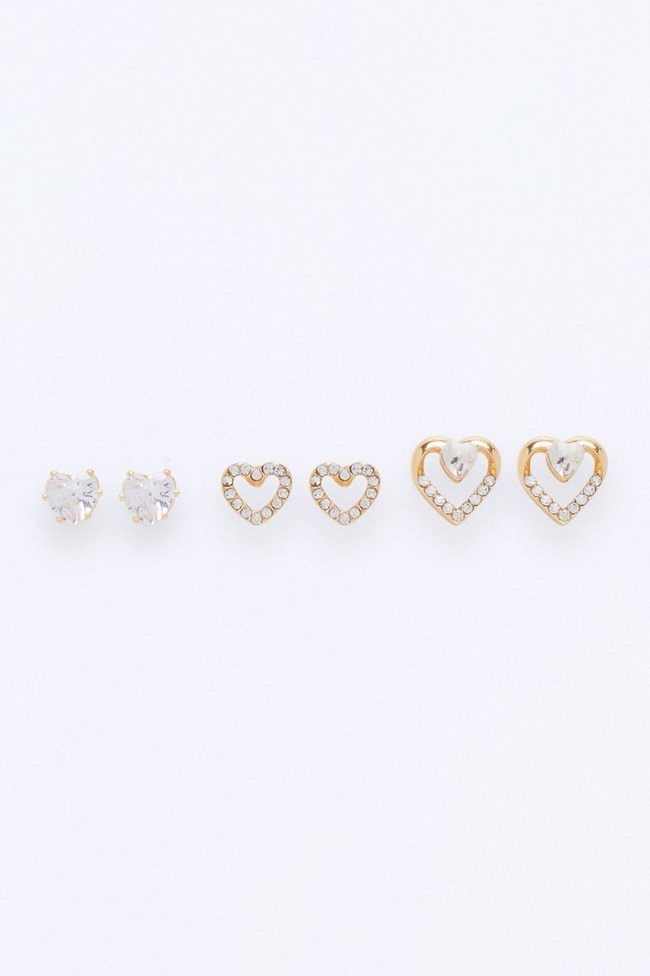 What The Heart Wants 3 Pair Earring Set - Gold