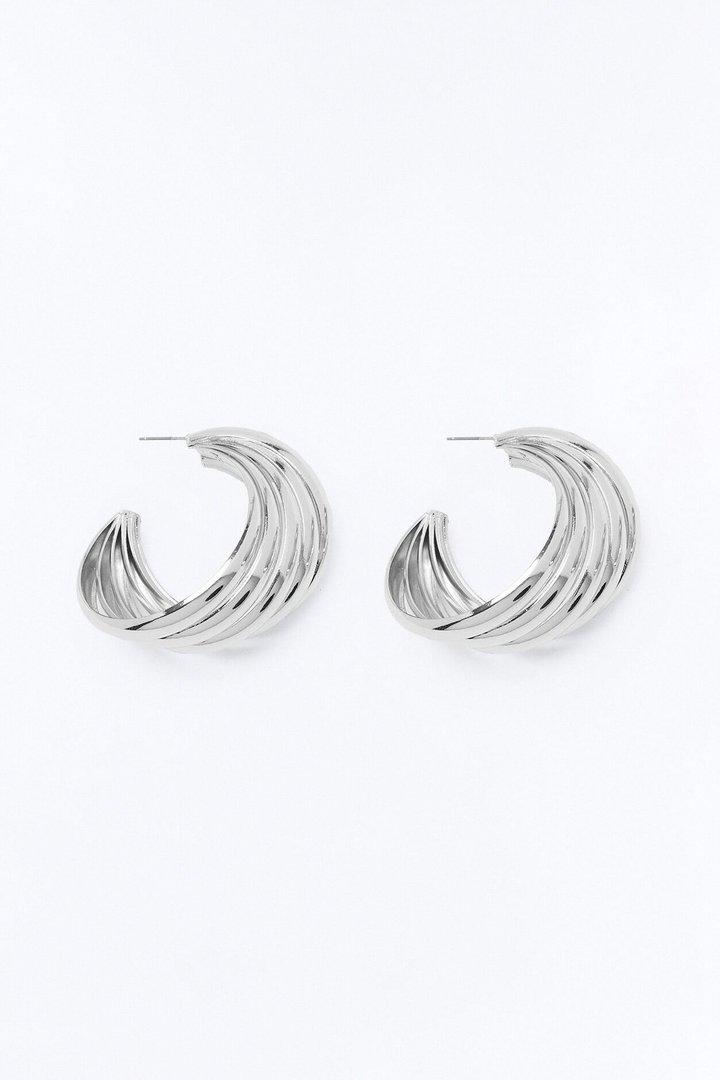 Stacked Halo Hoop Earrings - Silver
