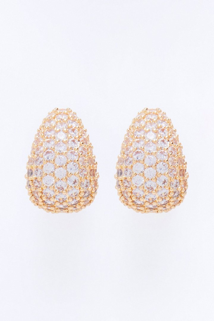 Cubic Zirconia Unforgettable Stud Earrings - Gold
