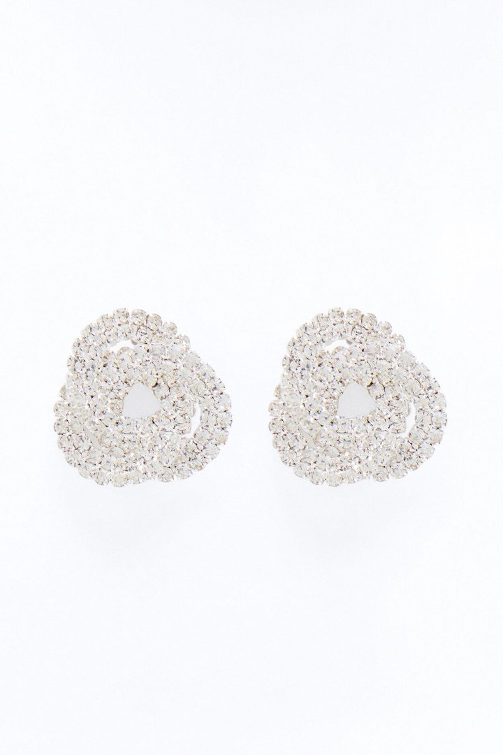 Regal Rhinestone Stud Earrings - Silver