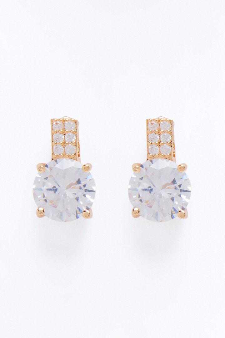 Cubic Zirconia Dazzle Them Stud Earrings - Gold