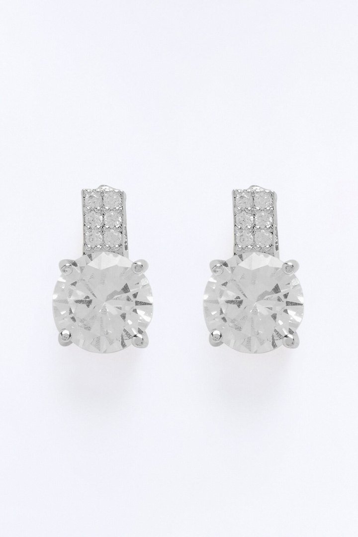Cubic Zirconia Dazzle Them Stud Earrings - Silver