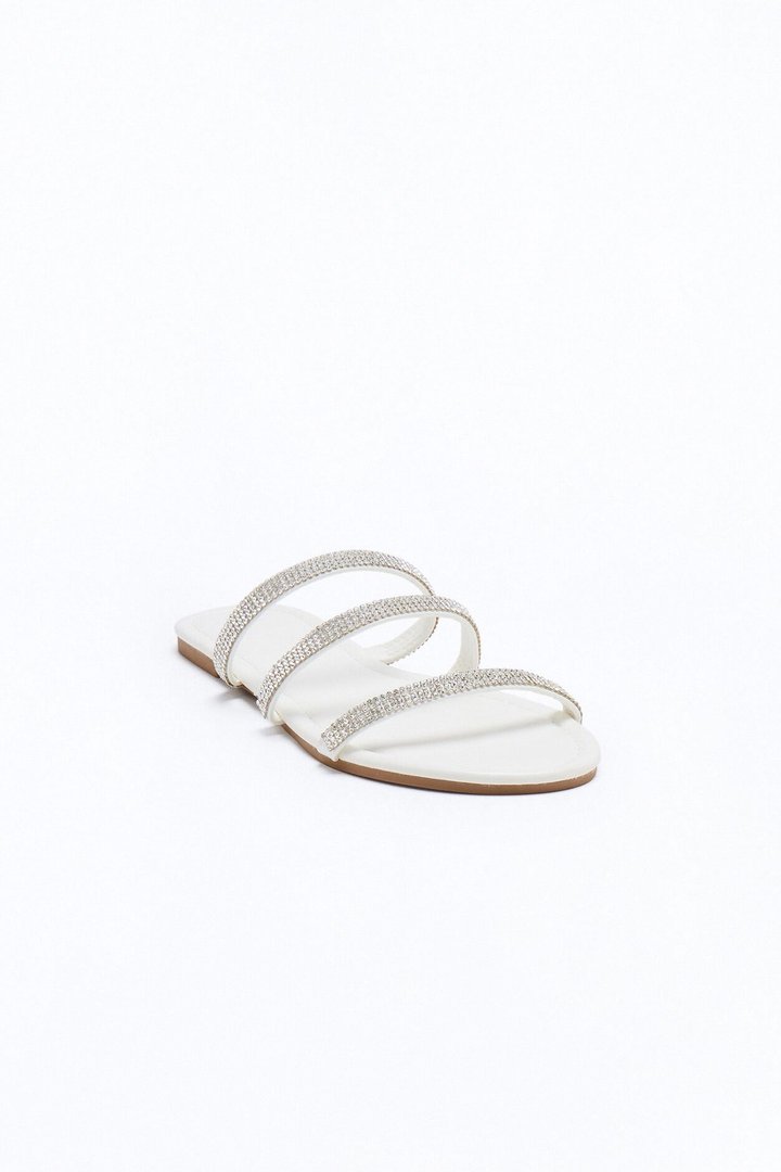 Top Form Embellished Sandals - White