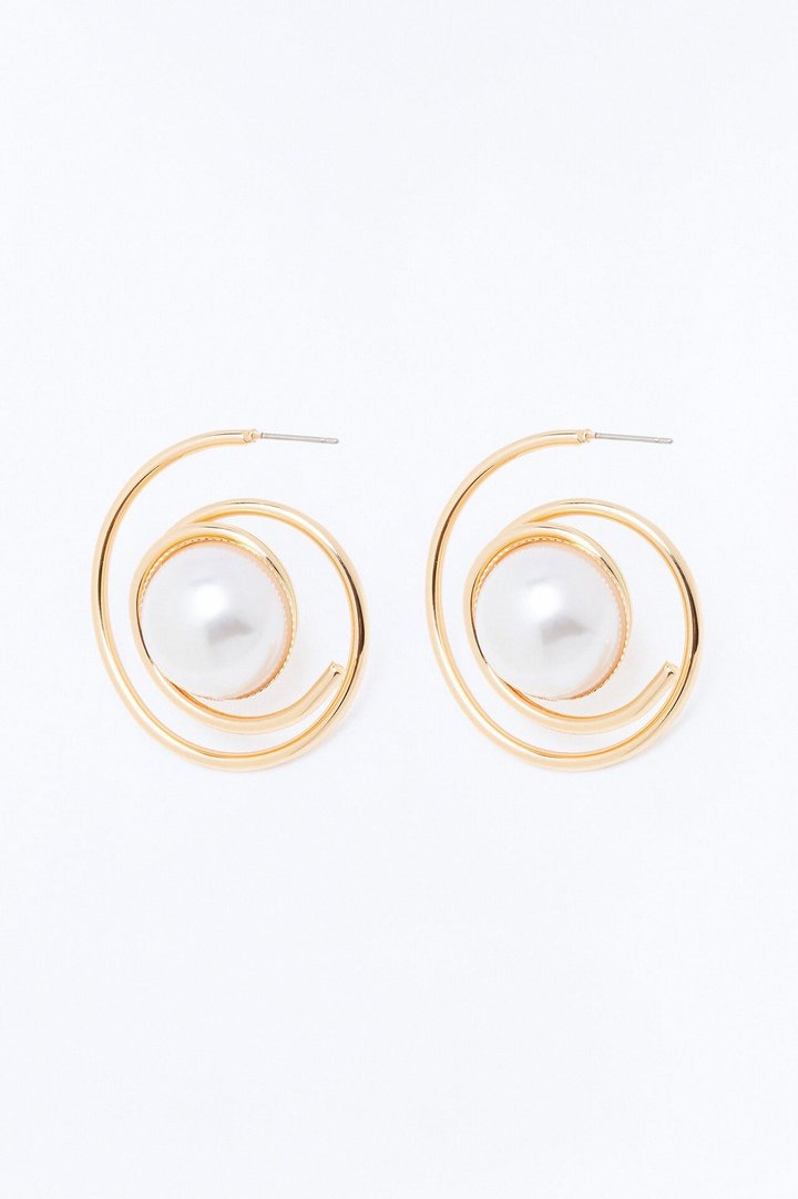 Pearl Twist Hoop Earrings - Gold
