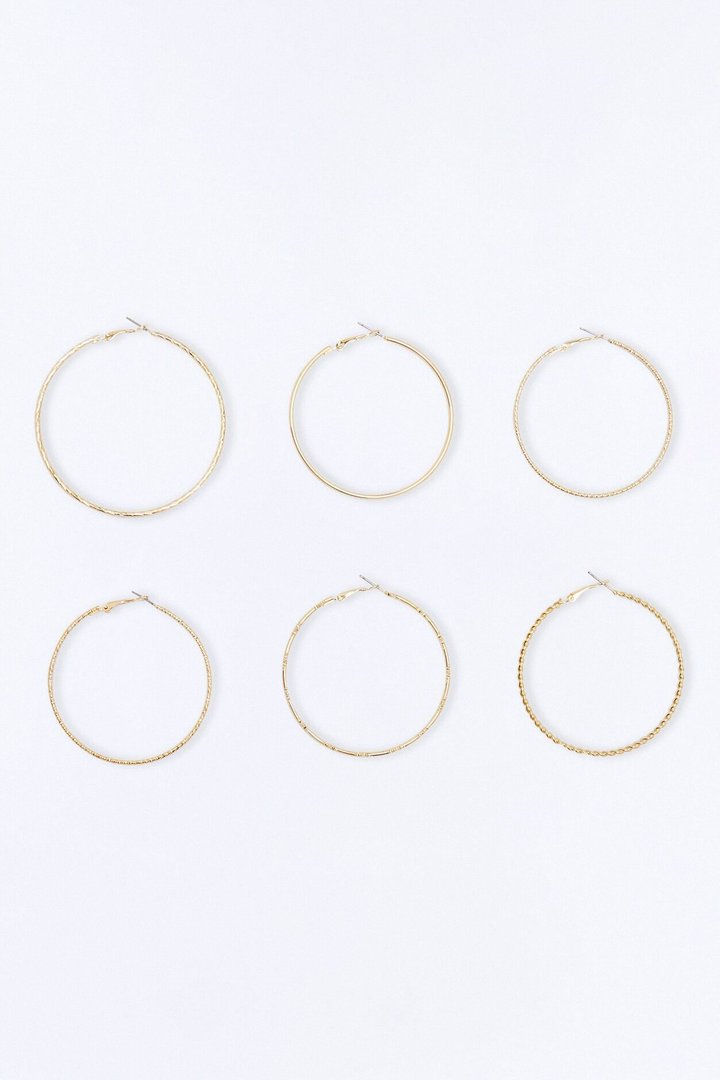 Everyday Essential 6 Pair Multi Earring Set - Gold