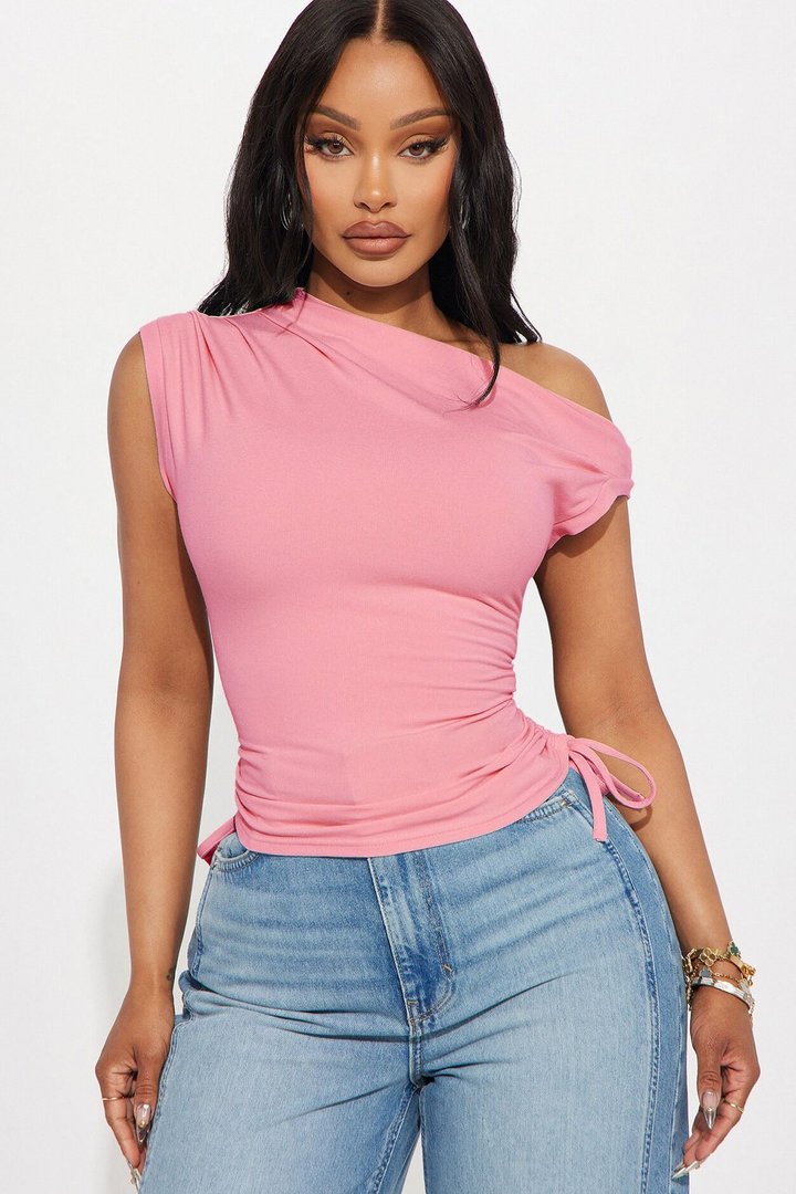 Vera One Shoulder Top - Pink