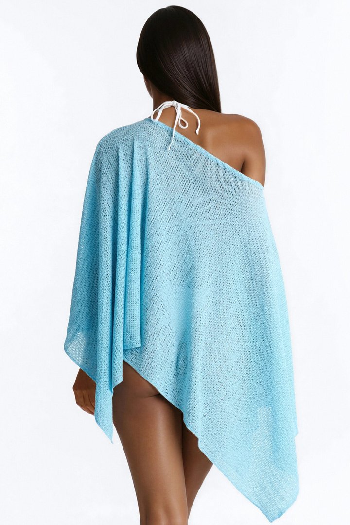 Ocean Breeze Knit Off Shoulder Cover Up Shrug - SkyBlue