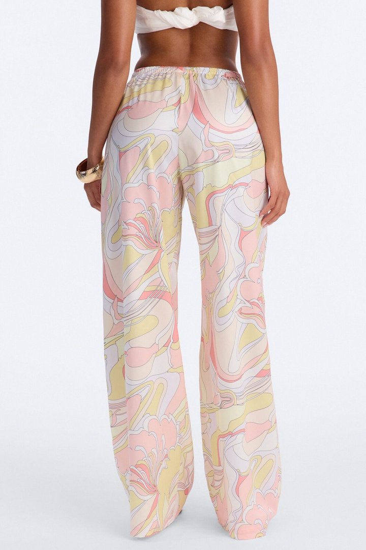 Cordelia Mid Rise Printed Wide Leg Pant - Yellow/combo