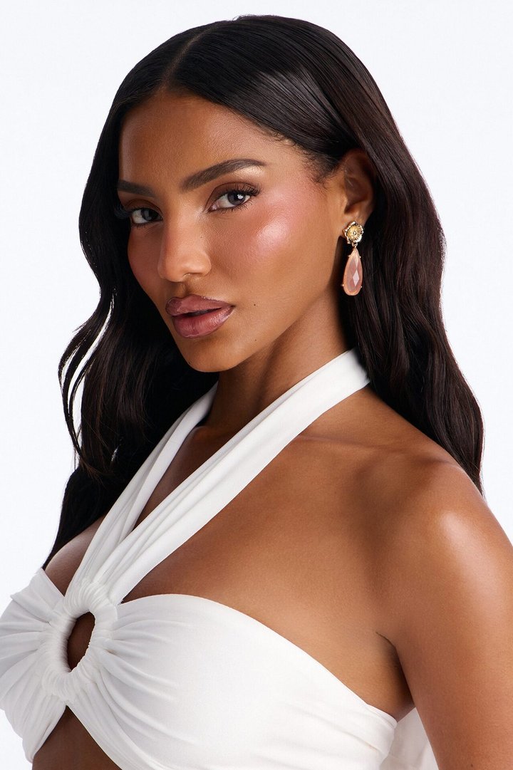 Sweetest Feeling Floral Earrings - Gold/Pink