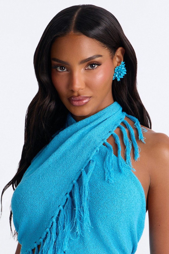 Feel The Rush Beaded Drop Earrings - Turquoise