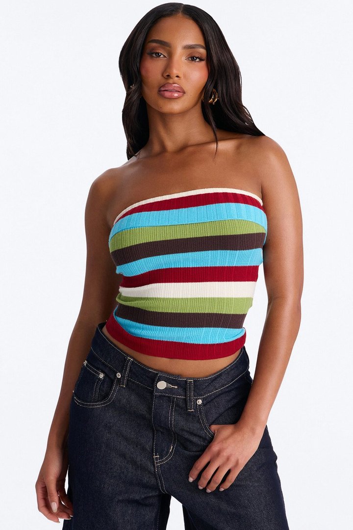 Miss Little Getaway Striped Sweater Top - Multi Color