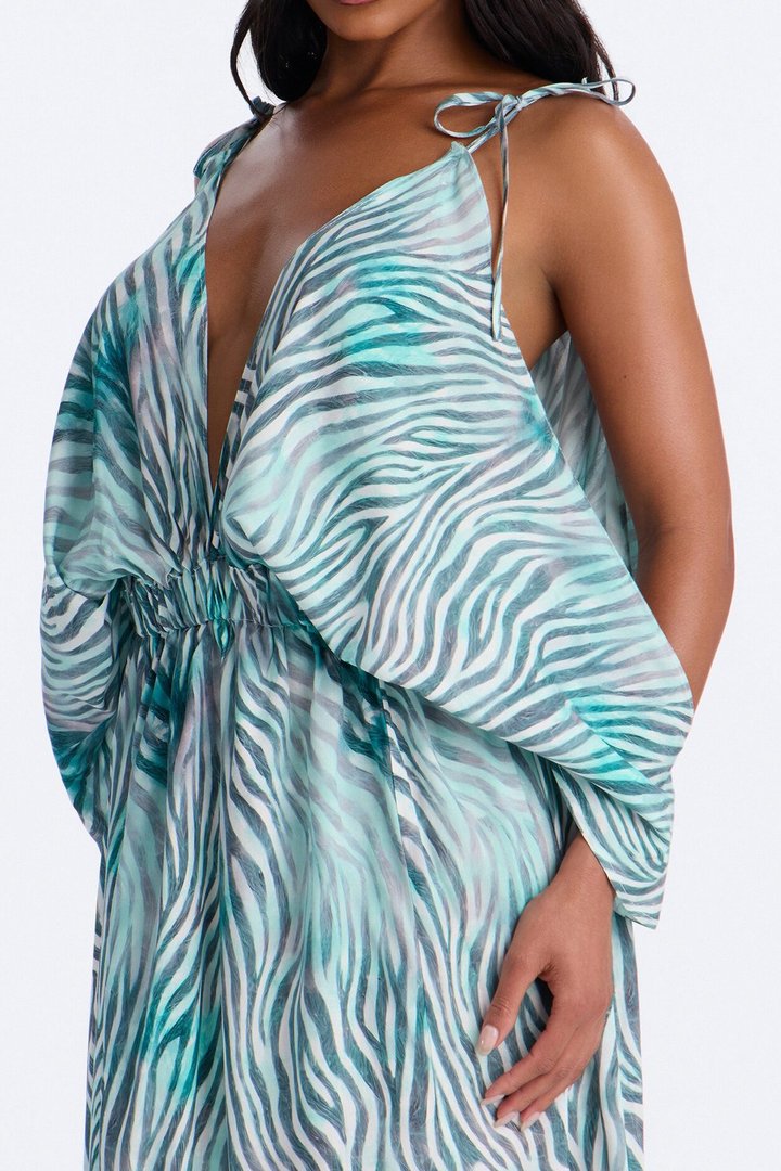 Laurel Animal High Slits Maxi Dress - Blue/combo