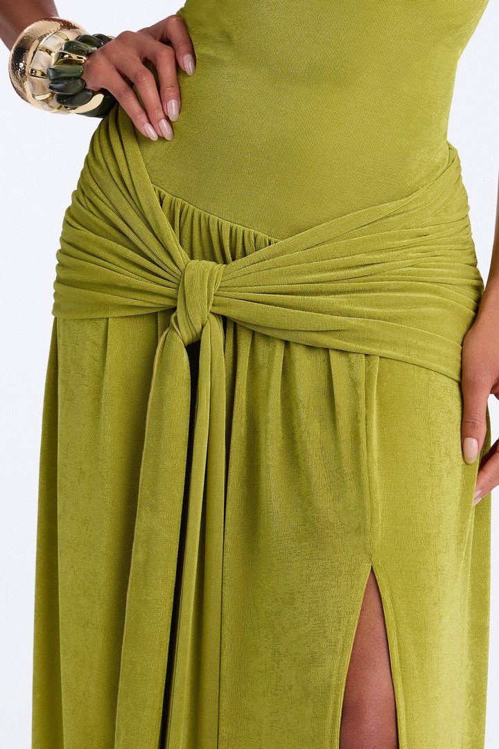 Untouchable Energy Slinky Maxi Dress - Chartreuse