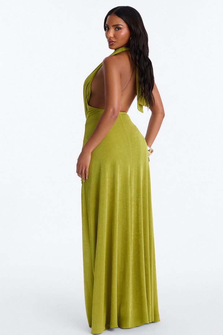 Untouchable Energy Slinky Maxi Dress - Chartreuse