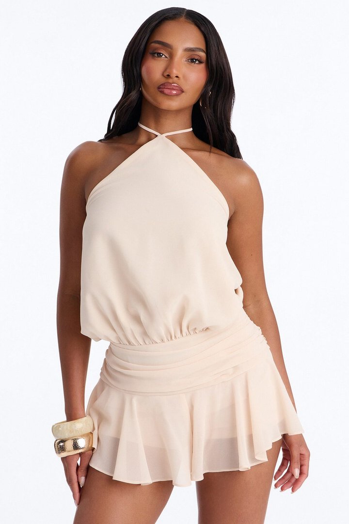 Dream Girl Chiffon Romper - Cream