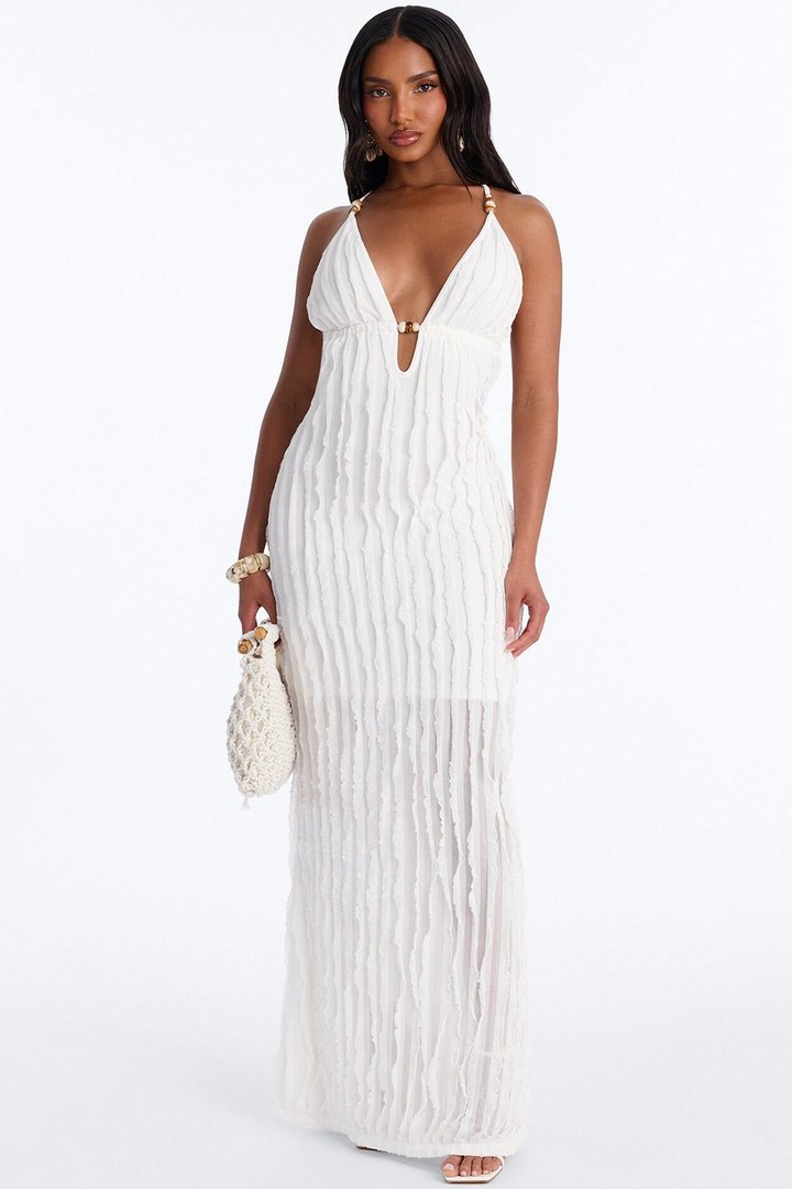 Like No Other Textured Maxi Dress - White
